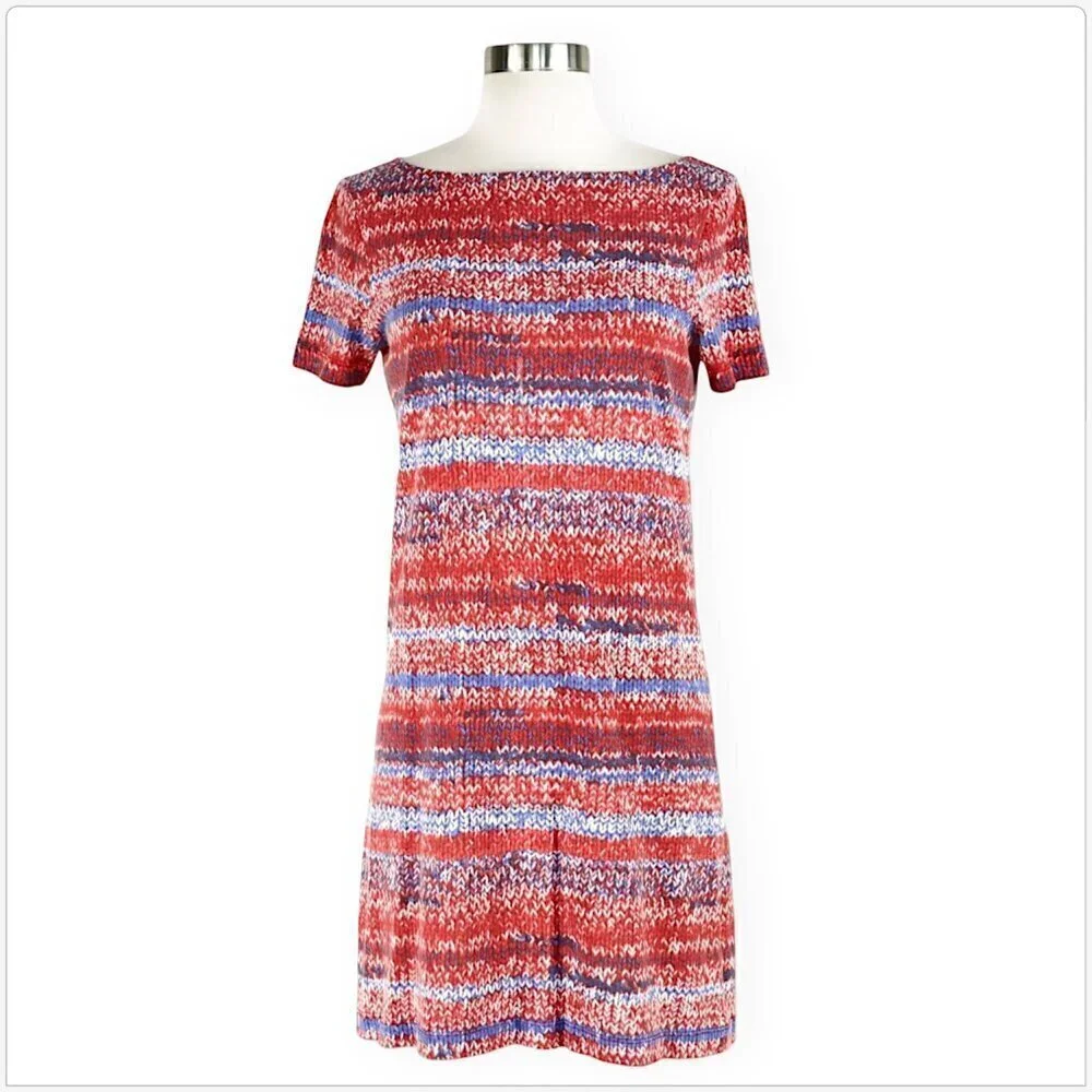 Tory Burch Mouline Red White Blue Print Pima Cotton Patriotic T-Shirt Dress XS